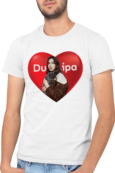 OEM Men's T-shirt Dua Lipa Levitating One Kiss Lyrics Heart Puppy