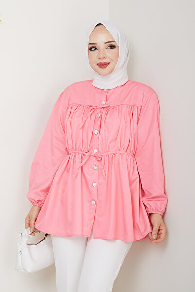 Pamuk Butik Γυναικείο πουκάμισο με λεπτομέρεια με κορδόνια