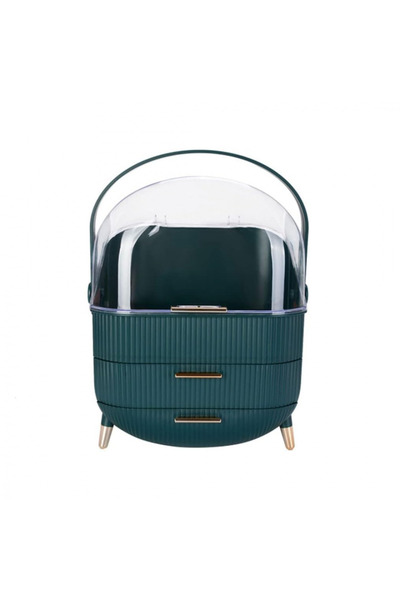 OEM Organizator cosmetic, 3 sertare și capac transparent, verde