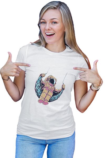 OEM Tricou Femei NASA Astronaut Seesaw Moon Hubble Stars Universe Infinite