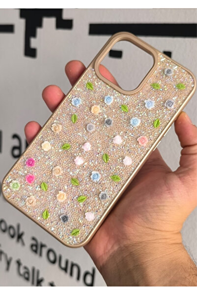 foxpower İphone 16 Pro Max Kılıf Gül Desenli Lüx Silikon