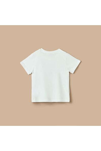 Juniors Lion Print T-shirt with Short Sleeves and Crew Neck