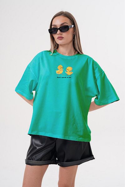 JANSO GROUP -Women Cotton Printed Don'T Speak to Me Short Sleeve Tshirt Oversize Large Size