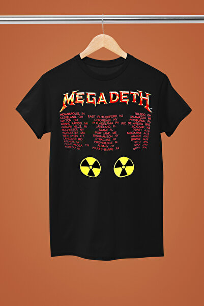 MAGORS تيشيرت روك من القطن بأكمام قصيرة وطبعة MEGADETH