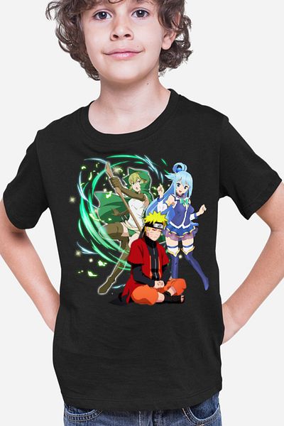 OEM Tricou copii DanMachi Ryuu Lion Konosuba Aqua Naruto Ninja
