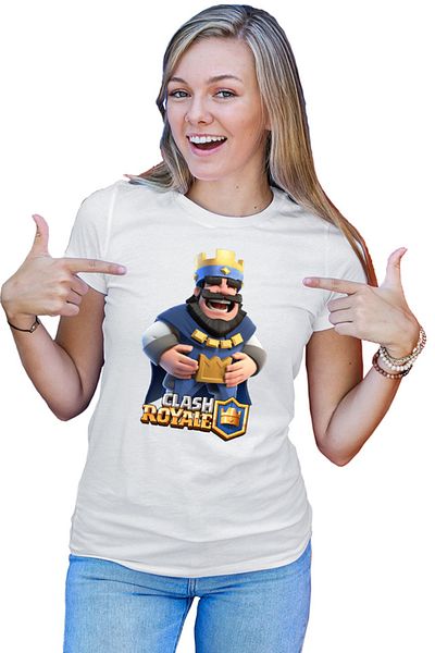 OEM Tricou Femei Clash Royale King Laugh Player Blue Side Gold