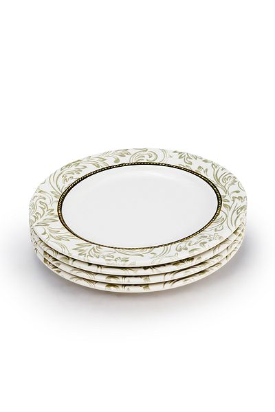 Edessa Ceramic Elana 20Cm Round Dessert Plate, White (Set of 4)