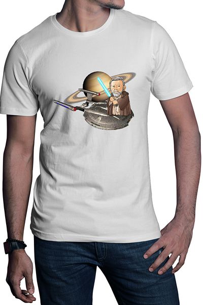 OEM Men's T-shirt Star Trek Obi Wan Kenobi Ride Spaceship Saturn Planet Ring