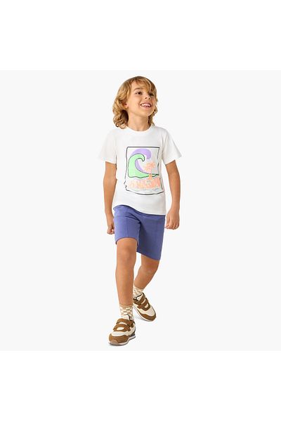 Juniors Printed T-shirt with Short Sleeves