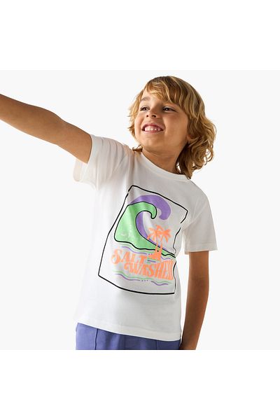 Juniors Printed T-shirt with Short Sleeves