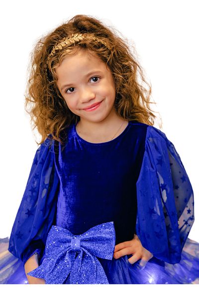 fustite cu luminite Blue Bodysuit with Puff Sleeves - 3-4 years (98-104 cm)