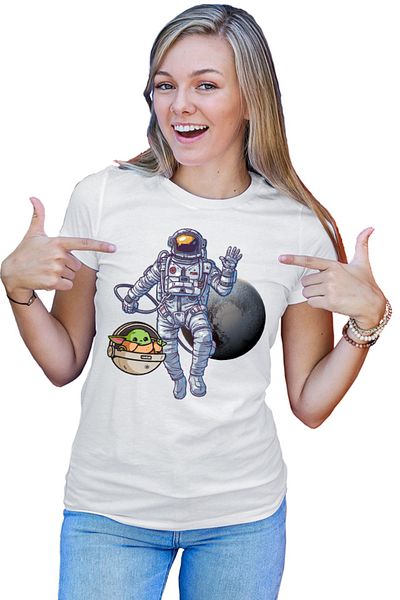OEM Tricou Femei NASA Astronaut Star Wars Baby Yoda Pluto Adorable Heart