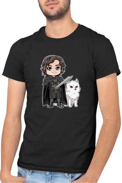 OEM Tricou barbati Game of Thrones Wolf Chibi Fighter