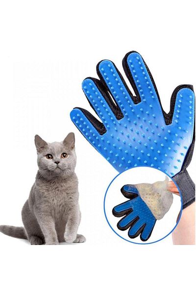 Dexia Manusa pentru spalare si periere animale, din silicon, albastru deschis