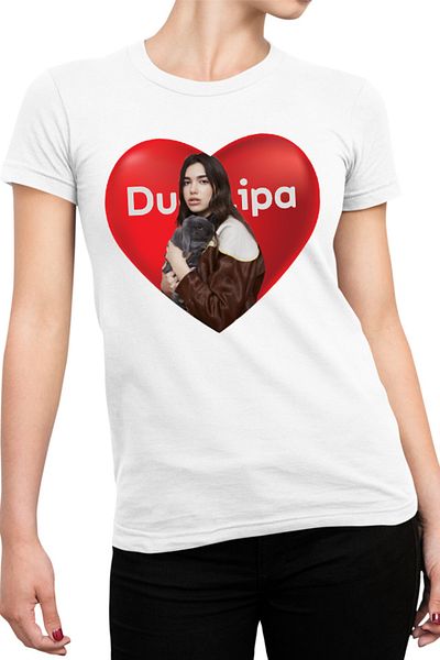 OEM Tricou Femei Dua Lipa Levitating One Kiss Lyrics Heart Puppy
