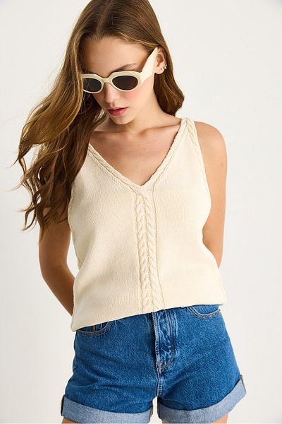 Bianco Lucci Women's Knitted Detailed Knitwear Blouse 20251025