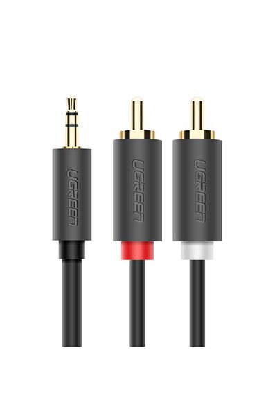 Ugreen Kabel przewód audio 3.5 mm mini jack - 2x RCA 1.5m czarny