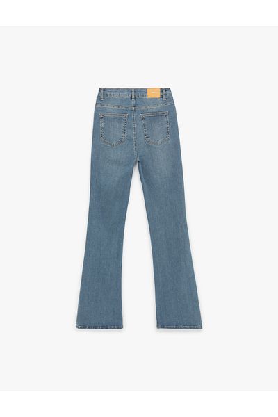 Koton Cotton High Waist Slim Fit Spanish Leg Jean Pants