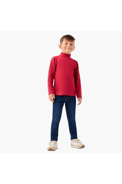 Juniors Solid Turtle Neck T-shirt with Long Sleeves