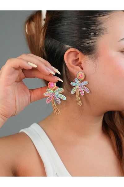 Sumen Butik Summer Dangle Earrings with Palm Tree Model