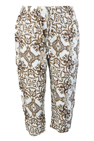 Oppland Women's Capri Viscose Combed Fabric Knee-High High Waist Elastic Flat Leg Casual with Pockets Opkkap25Mod11