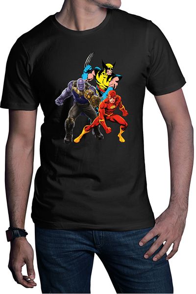 OEM Tricou barbati Thanos Wolverine Flash Cartoons Experiment