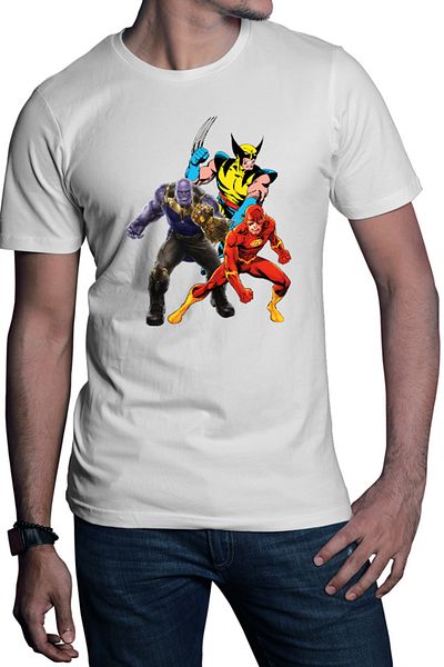 OEM Men's T-shirt Thanos Wolverine Flash Cartoons Experiment
