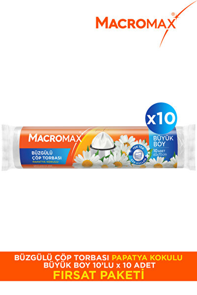 MACRO MAX Büzgülü Çöp Torbası Papatya Büyük Boy- 10'Lu X 10