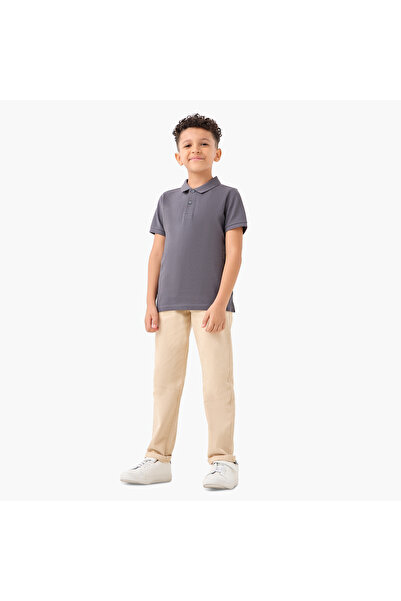 Juniors Solid Polo T-shirt with Short Sleeves
