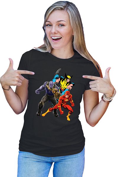OEM Tricou Femei Thanos Wolverine Flash Cartoons Experiment