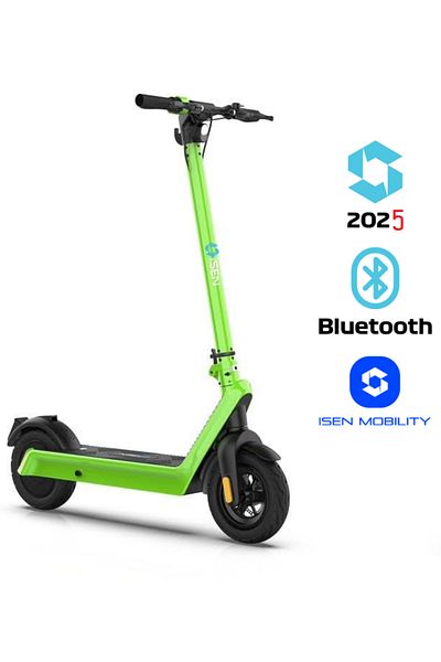 isen X9 Plus 2025 Folding Electric Scooter Green, BT, 10 inch, 850W, max. range 65km, up to 40km/h
