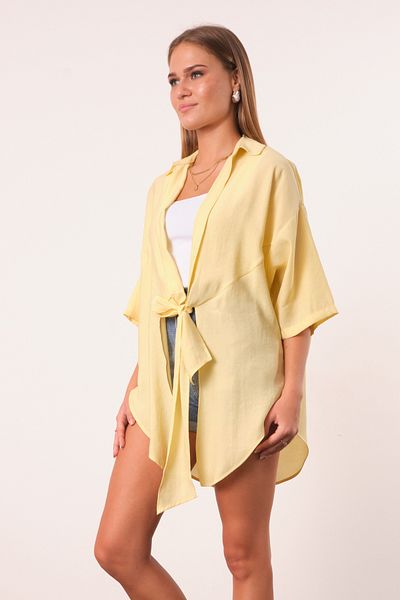 PERA MODA Cămașă subțire de vară Kimono lungă cu cravată în față model cardigan