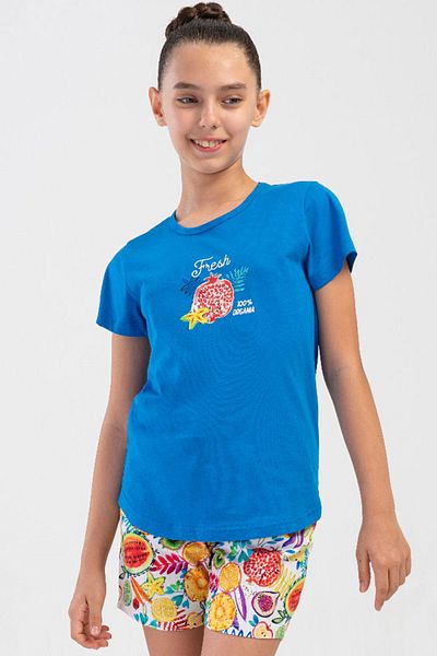 VİENETTA Cotton Girls Short Sleeve Shorts Pajamas Set(7-8/13-14), 408196