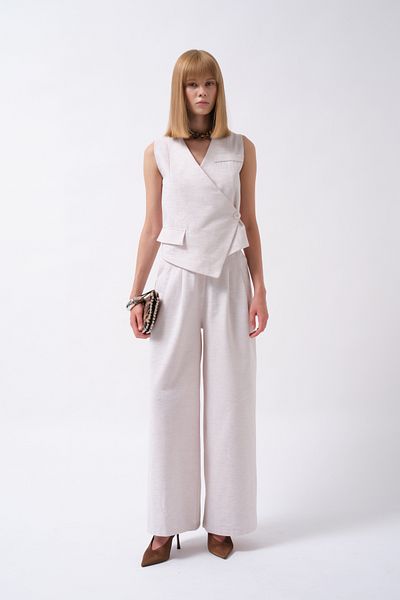 Black Fashion Side Button Asymmetrical Linen Gray Vest