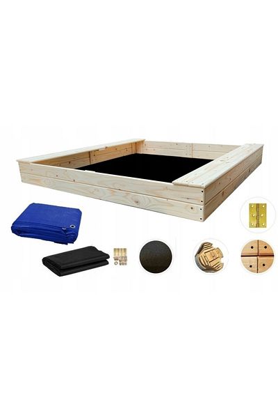 SunBedChill PIASKOWNICA DREWNIANA ŁAWKI 150x150x20cm SOLIDNA
