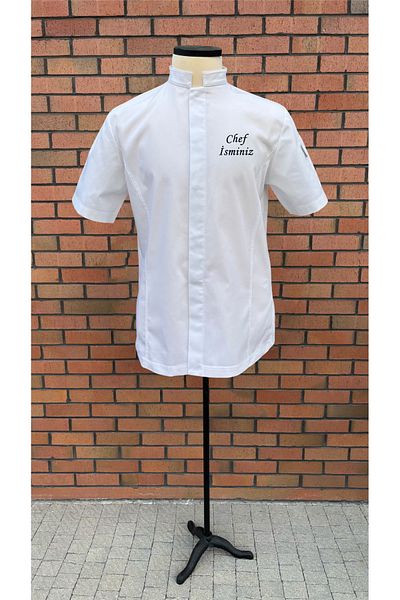 apr-10 S-89 Name Embroidered Stand Collar Shirt Type Men's Chef Cook Jacket