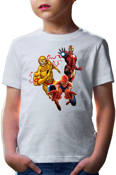 OEM Tricou copii Spiderman Ironman Flash Heroes Save Earth