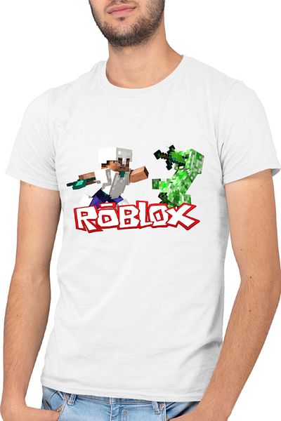 OEM Men's Roblox Minecraft Steve Creeper Fight T-shirt