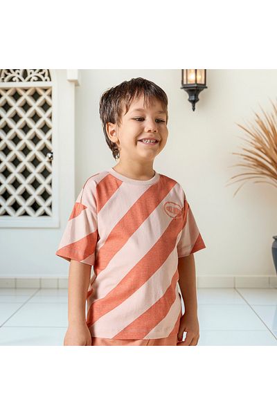 Juniors Striped Crew T-shirt with Short Sleeves