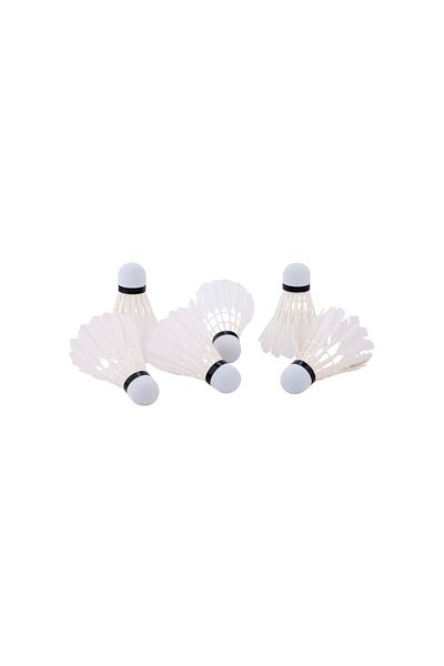 Longfield Games Set of 6 white badminton shuttlecocks with feathers in storage tube