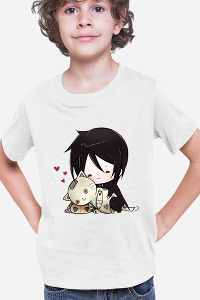 OEM Детска тениска Black Butler Sebastian Demon Love Cats