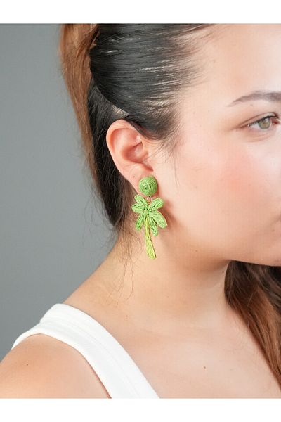 Sumen Butik Summer Dangle Earrings with Palm Tree Model
