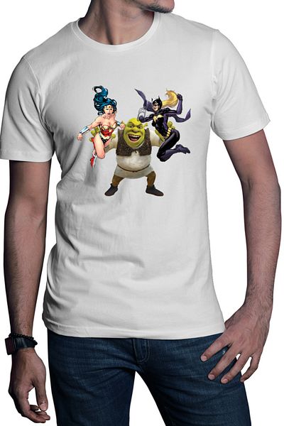 OEM Men's T-shirt Shrek Wonder Woman Catwoman Super Hero Medieval Era