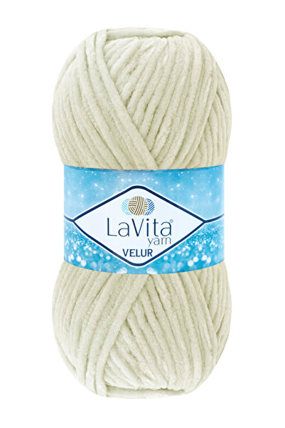 LaVita Yarn Velur Kadife El Örgü Ipi %100 Polyester 100gr (1044 KREM)