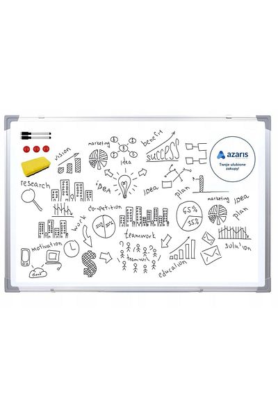 Azaris TABLICA MAGNETYCZNA SUCHOŚCIERALNA 90X60 DUŻA ALUMINIUM GABKA MAGNESY