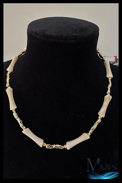 MAZEN Bone Form Beaded Necklace |   Special Design Accessory with Gold Detail