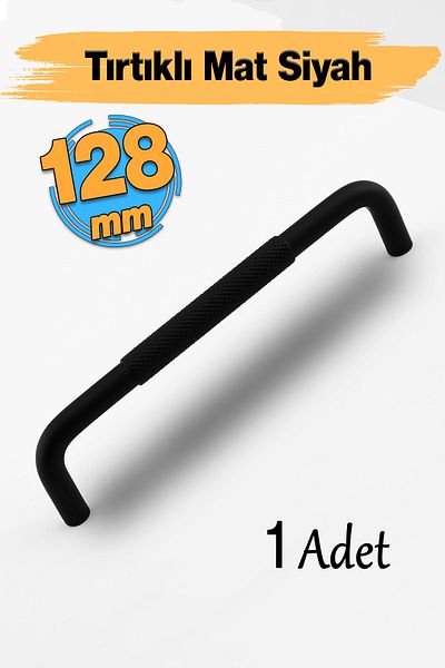 Badem10 Uber Serrated Matte Black Metal Handle 128 mm Furniture Drawer Kitchen Cabinet Cupboard Modern Cover Handles