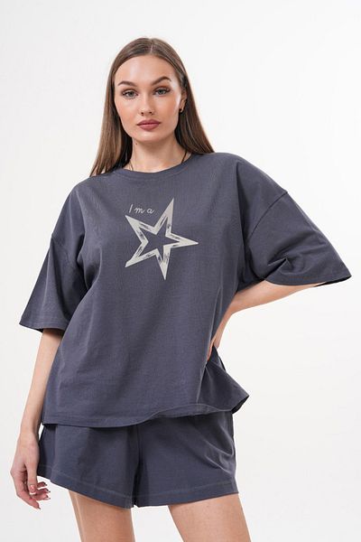 JANSO GROUP -Men's Cotton Printed Star Short Sleeve Tshirt Oversize Big Size
