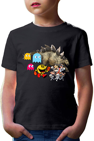 OEM Детска тениска Джурасик парк Clash Royale Pac Man Стегозавър Тиранозавър