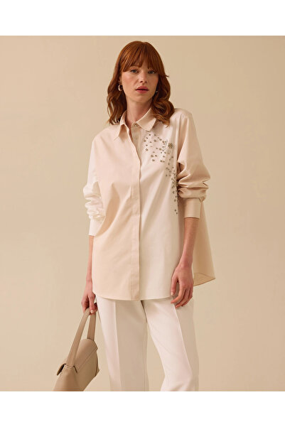 SEÇİL Stone Embroidered Long Sleeve Button Shirt